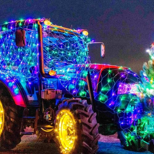Tractor lit up